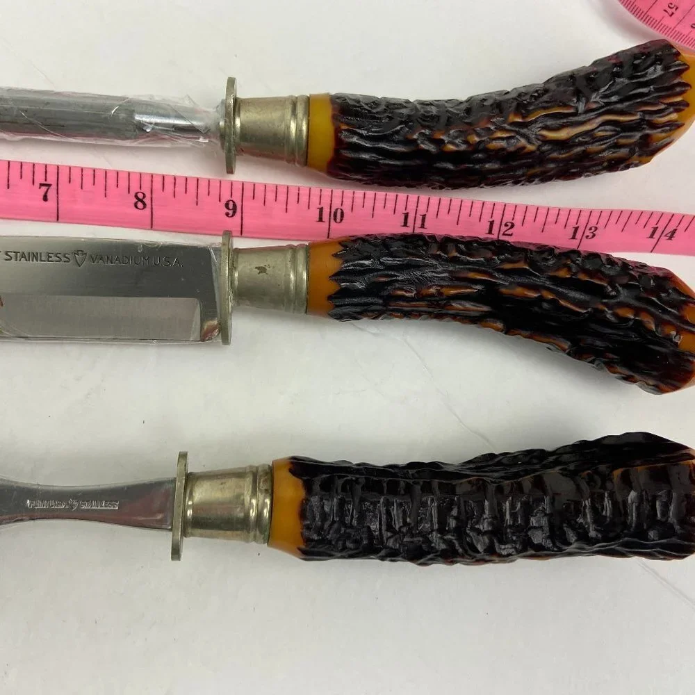 Vintage 1960’s Flint Stainless Vanadium USA Carving Set Bakelite Handles